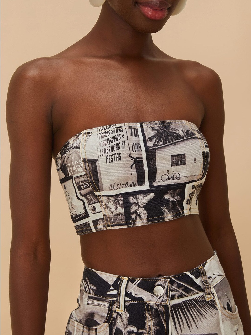 Farm Rio Rio Noir Strapless Crop Top NWT sz XL